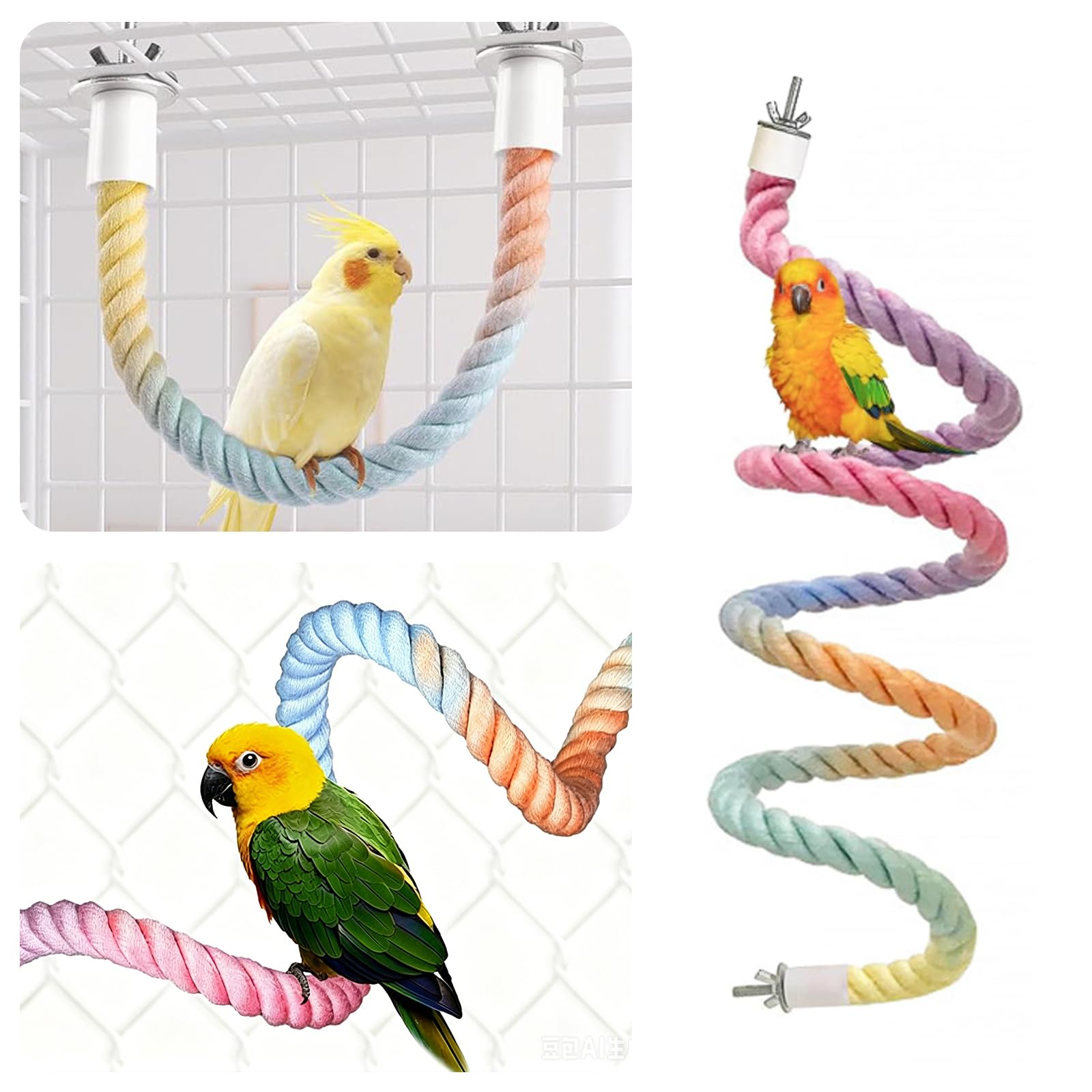 Amazon | 鳥かご用ロープ止まり木 2 本セット【40cm・80cm 各 1 本】麻